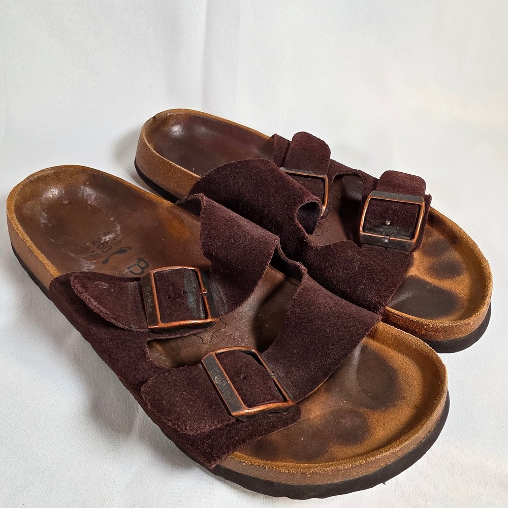Vintage Betula Birkenstock Brown Suede Womens 9 Slide Sandal Cork Boho Granola